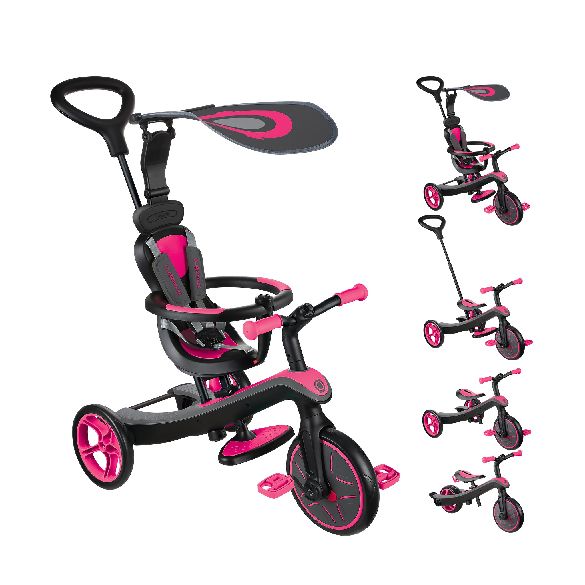 Детска триколка Globber 4в1 - розова фуксия