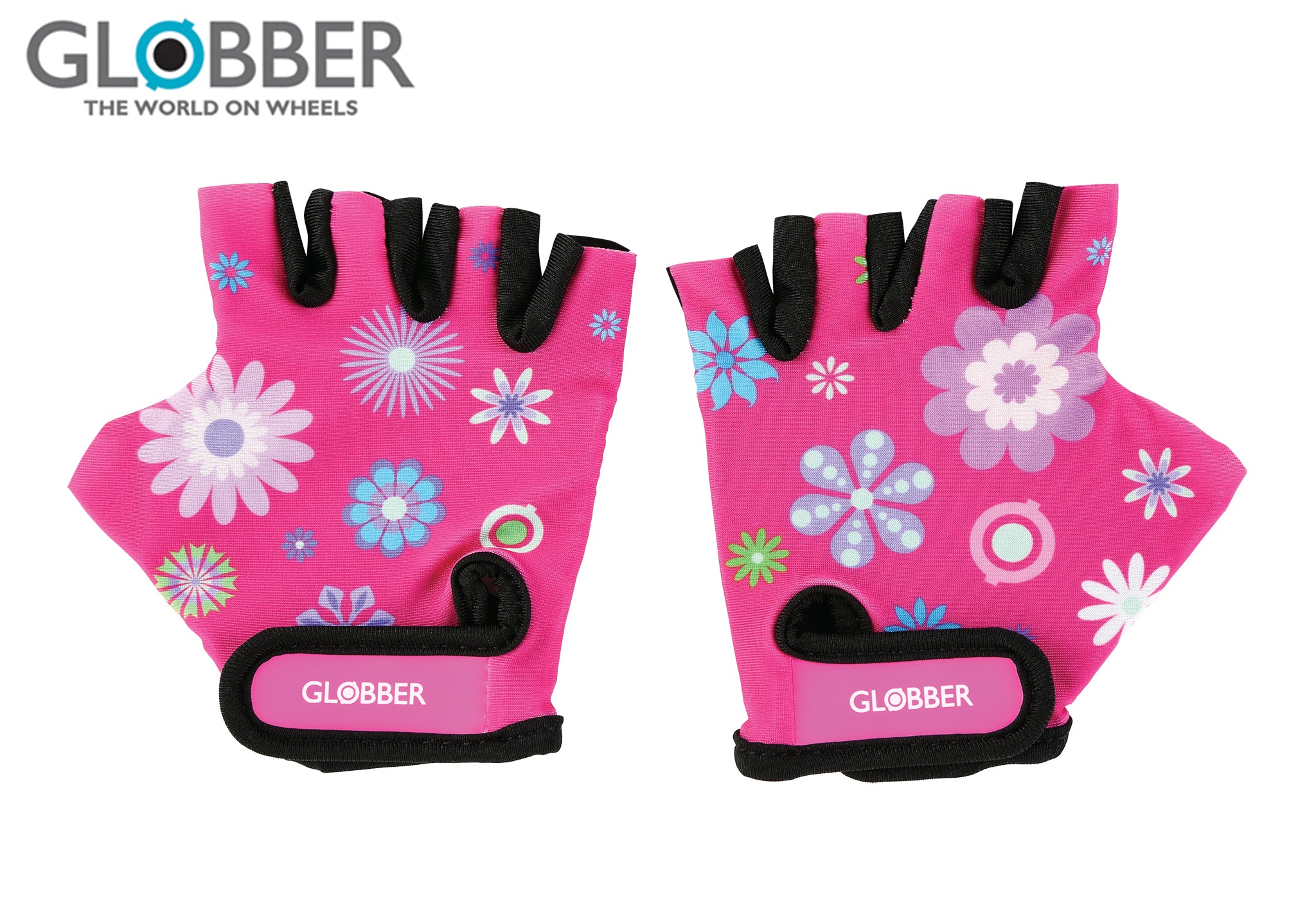 Детски защитни ръкавици Globber Toddler Xs - цветя Розови