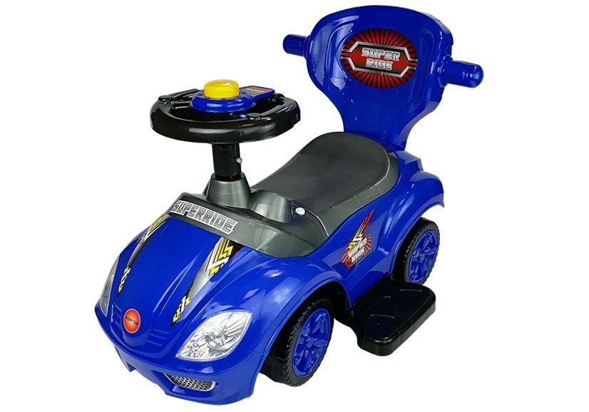 Toddlers Ride On Push Along With Parent Handle Mega Car 3in1 Blue