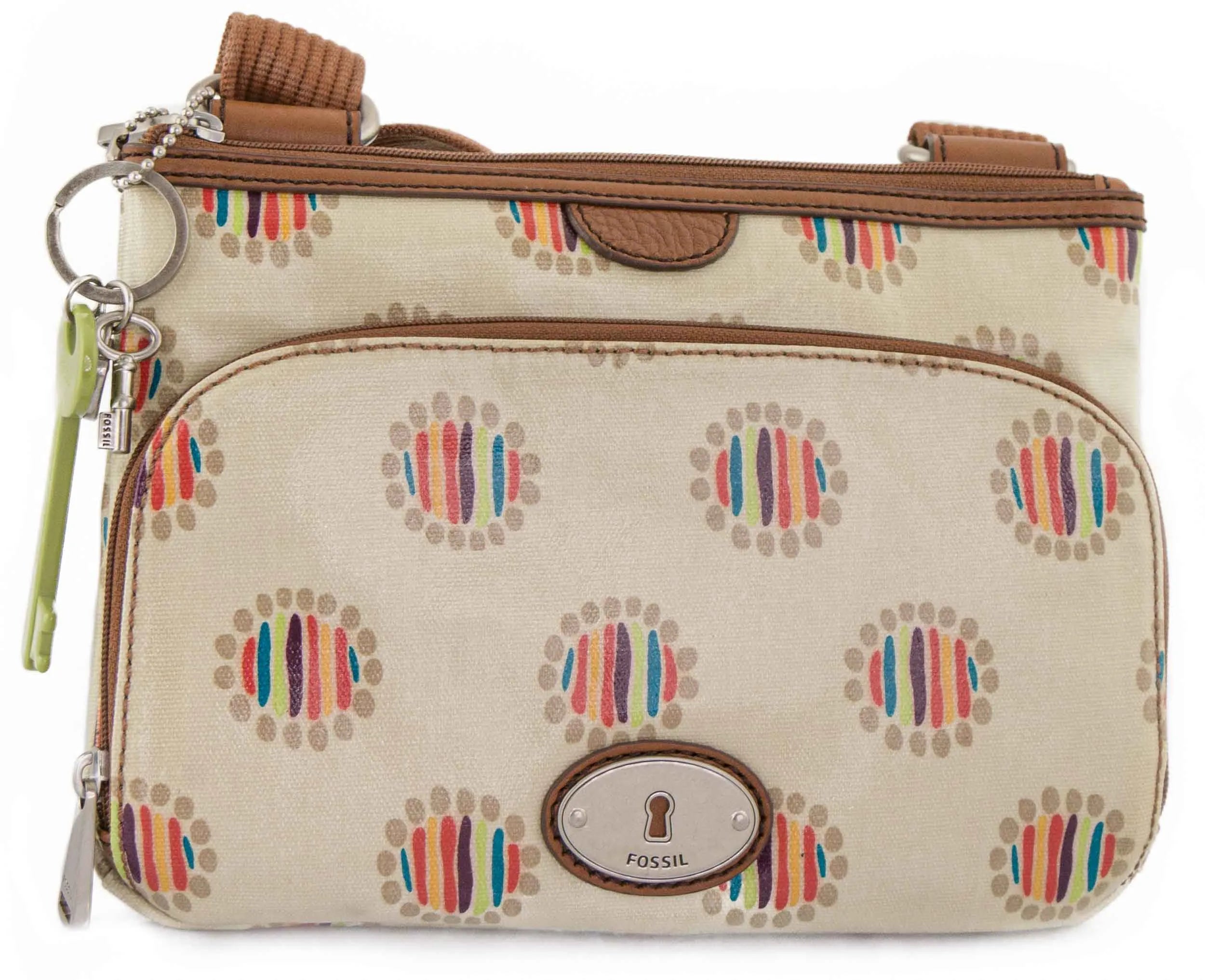 Borsa a mano da donna Fossil Wmns Borsa a tracolla Key-per Top Zip Dot Crema