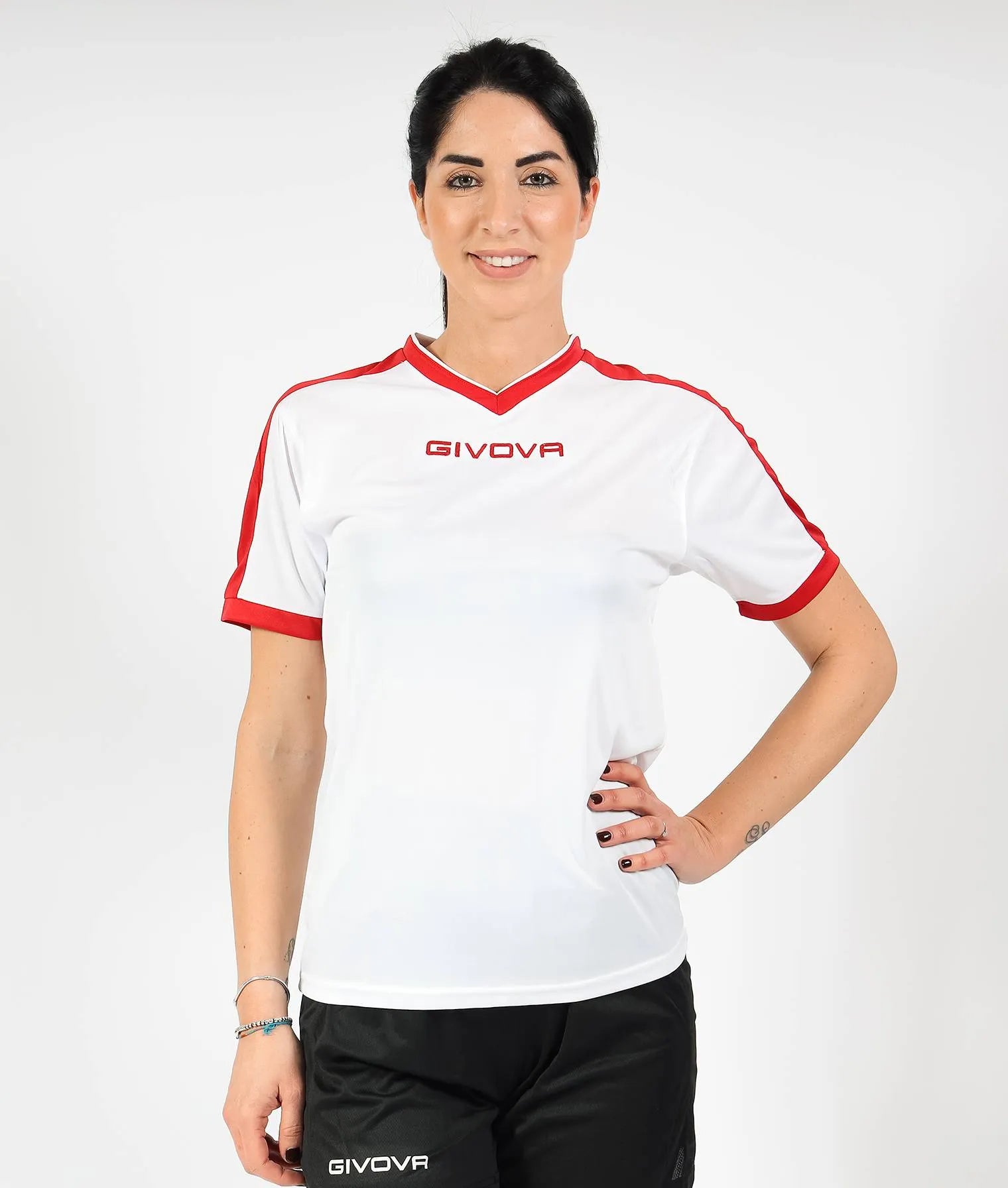 T-shirt sportiva Givova Revolution Bianco-rosso Bianco