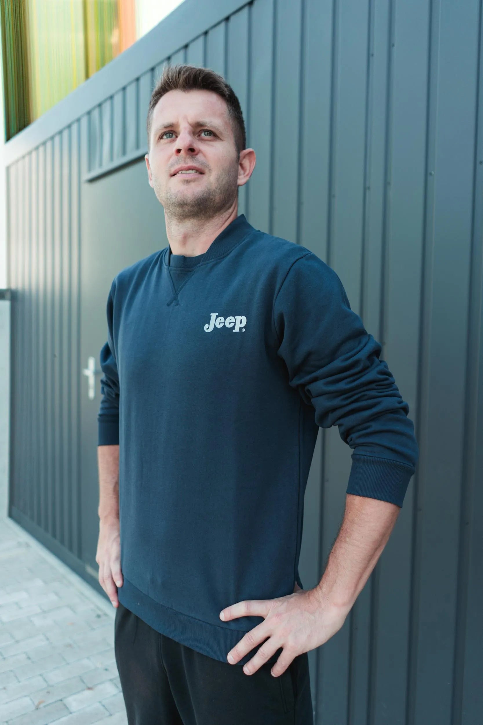 Jeep Herren Bomber-Sweatshirt, Blau, 2XL