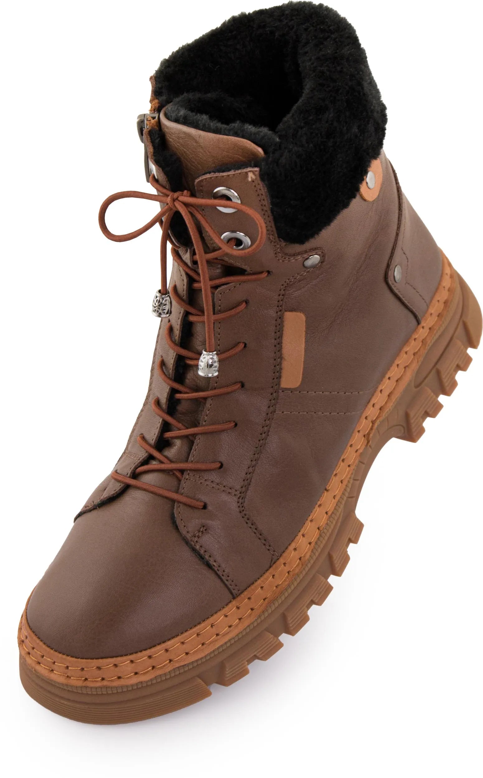 Bottes d'hiver en cuir pour femme nell 207 marron praliné 37