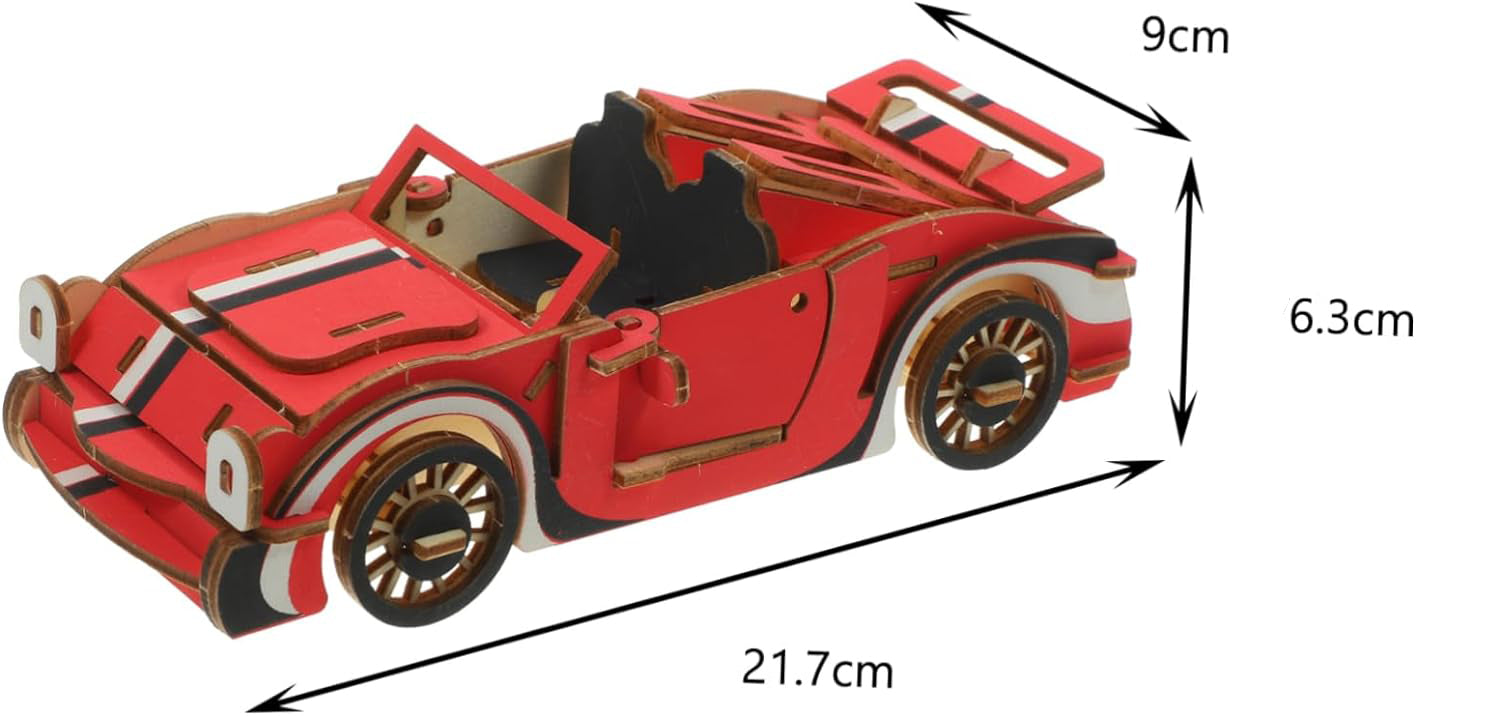 Woodcraft 3D Puzzle Red Cabrio