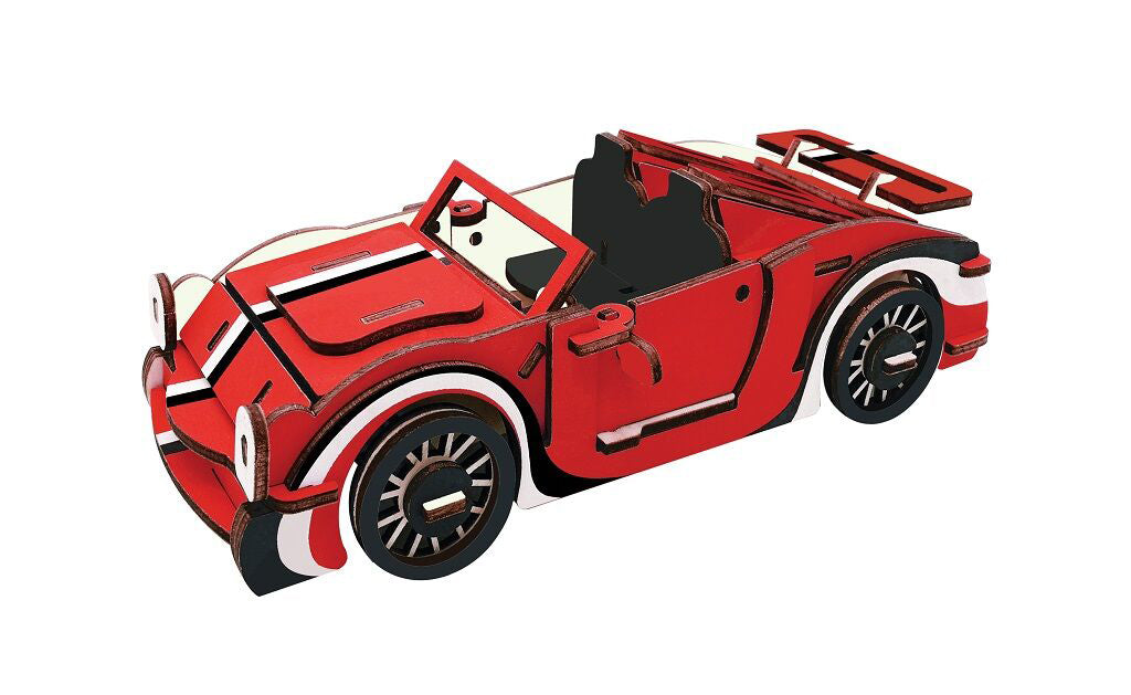 Woodcraft 3D Puzzle Red Cabrio