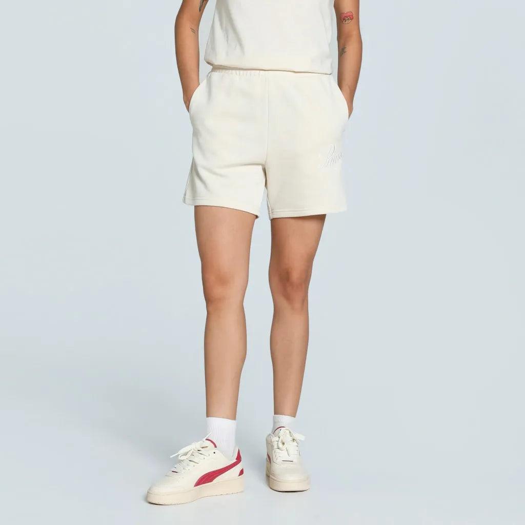 Pantaloncini da donna Ess Script Pantaloncini a vita alta 5 bianchi