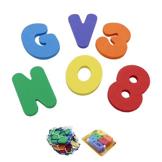 Set litere și numere din spumă multicolor