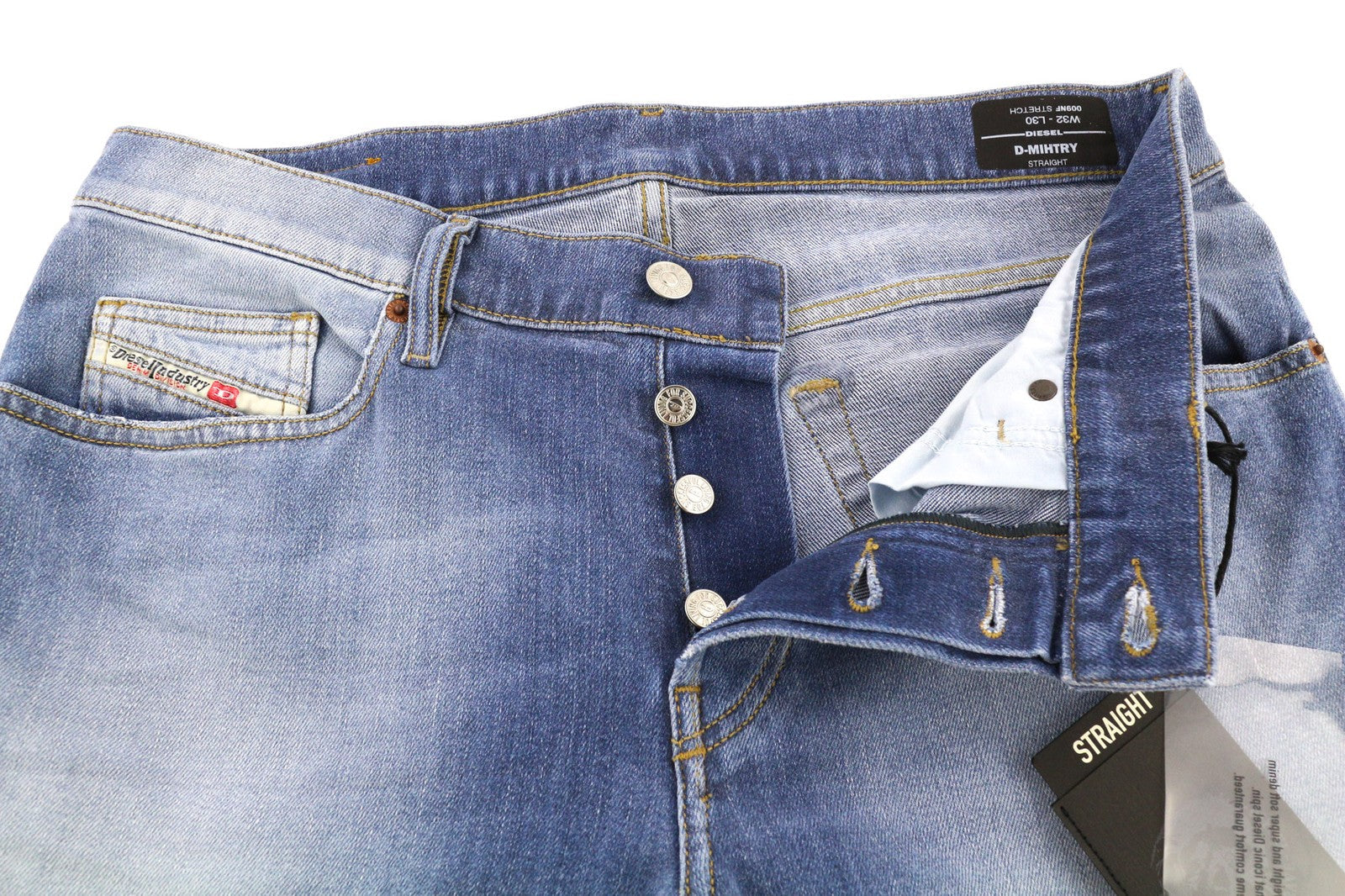 Diesel D-mihtry 009nf Jeans da uomo blu dritto elasticizzato con bottoni