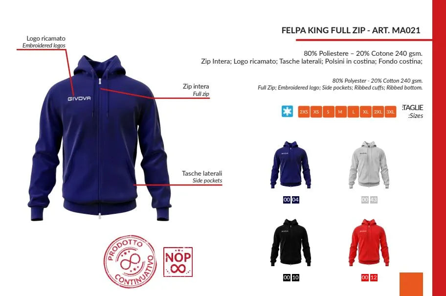 Bluza sportowa Givova King Jasnoszara 2xl