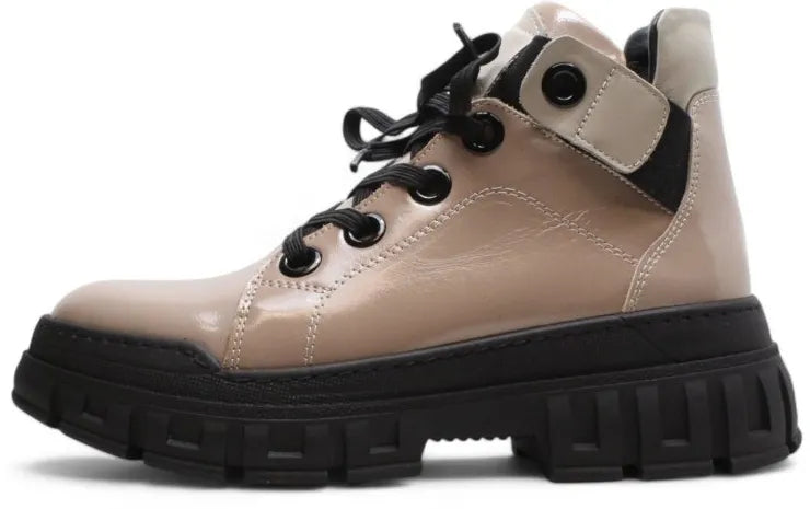 Sapatos femininos de couro nell 157 bege 39