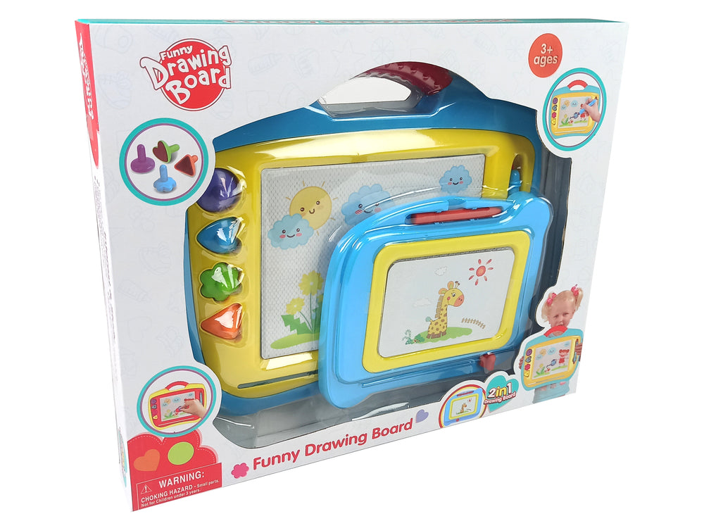 Set Of 2 Magnetic Table With Stamps Blue And Yellow