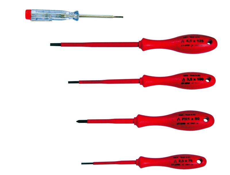 Scriúdóirí Leictreoir 1000v - Socraigh - 4 Psc + Táscaire Voltas 1000 V