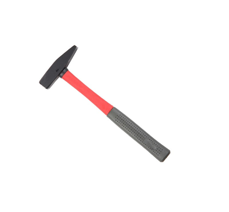 Machinistenhamer 800 g Gs-gecertificeerde, gesmede kop, gestempeld met gewicht en Din1040-glasvezelhandgreep, gecoat met geel plastic rubber, zwarte mouwkop, zwart mat gelakt Proline