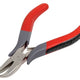 Minitang met gebogen neus, 120 mm, gesmeed, gehard, plat, veer, gesatineerd, rood plastic, met zwart antislipmateriaal, Proline