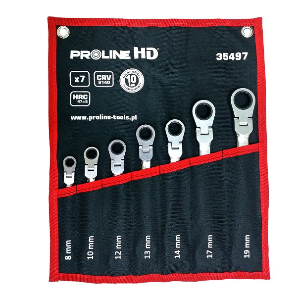 Kombinált csavarkulcs készlet 7 részes 8-19 mm 72 fogú Proline Hd