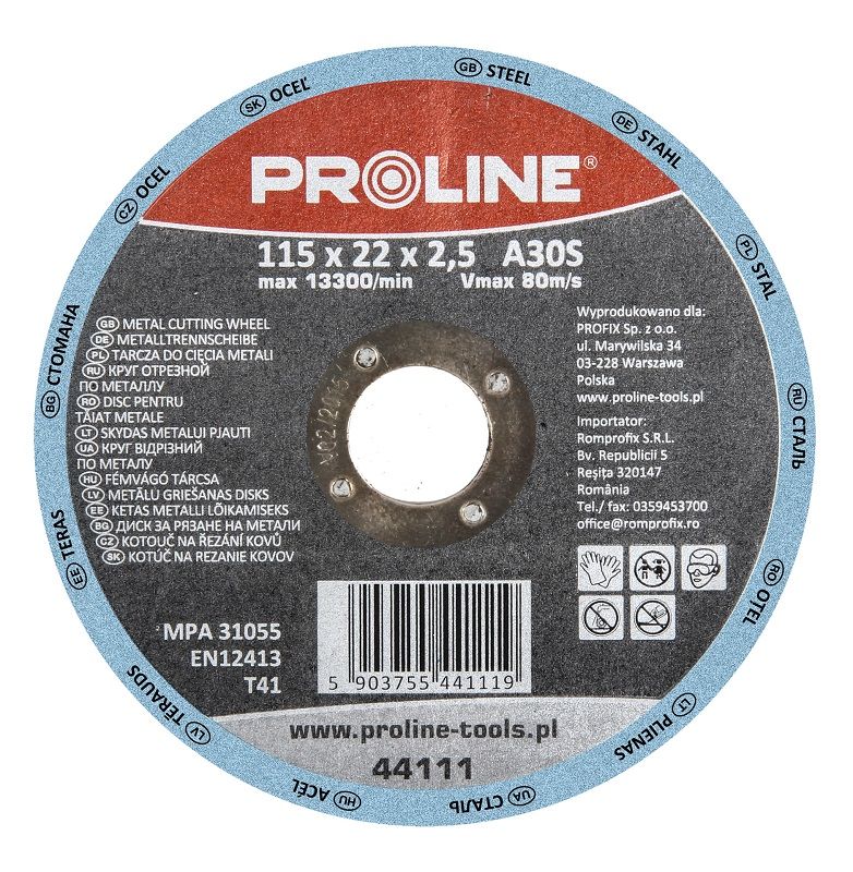Slibeskive Til Metal 115 X 6 Mm 22a24r Proline