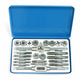 Set 24 bucăți metric robinet 5 6 8 10 12 X 3 și matriță 5 6 8 10 12 x 1 inch Cutie metalică și cutie de carton color.