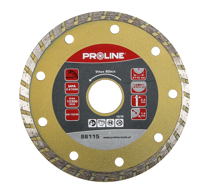 Turbo diamantkapskiva 115 Mm X 2,4 Mm X 7,5 Mm X 22,2 Mm Proline