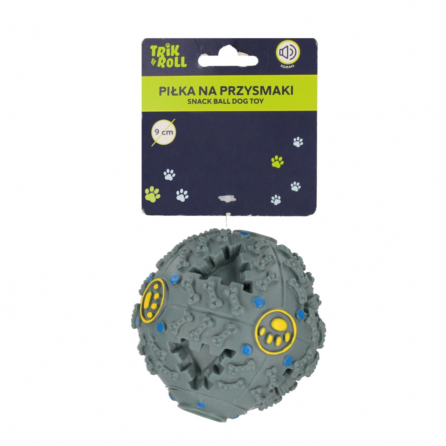 Leckerliball für Haustiere mit Geräuschen, 9 cm