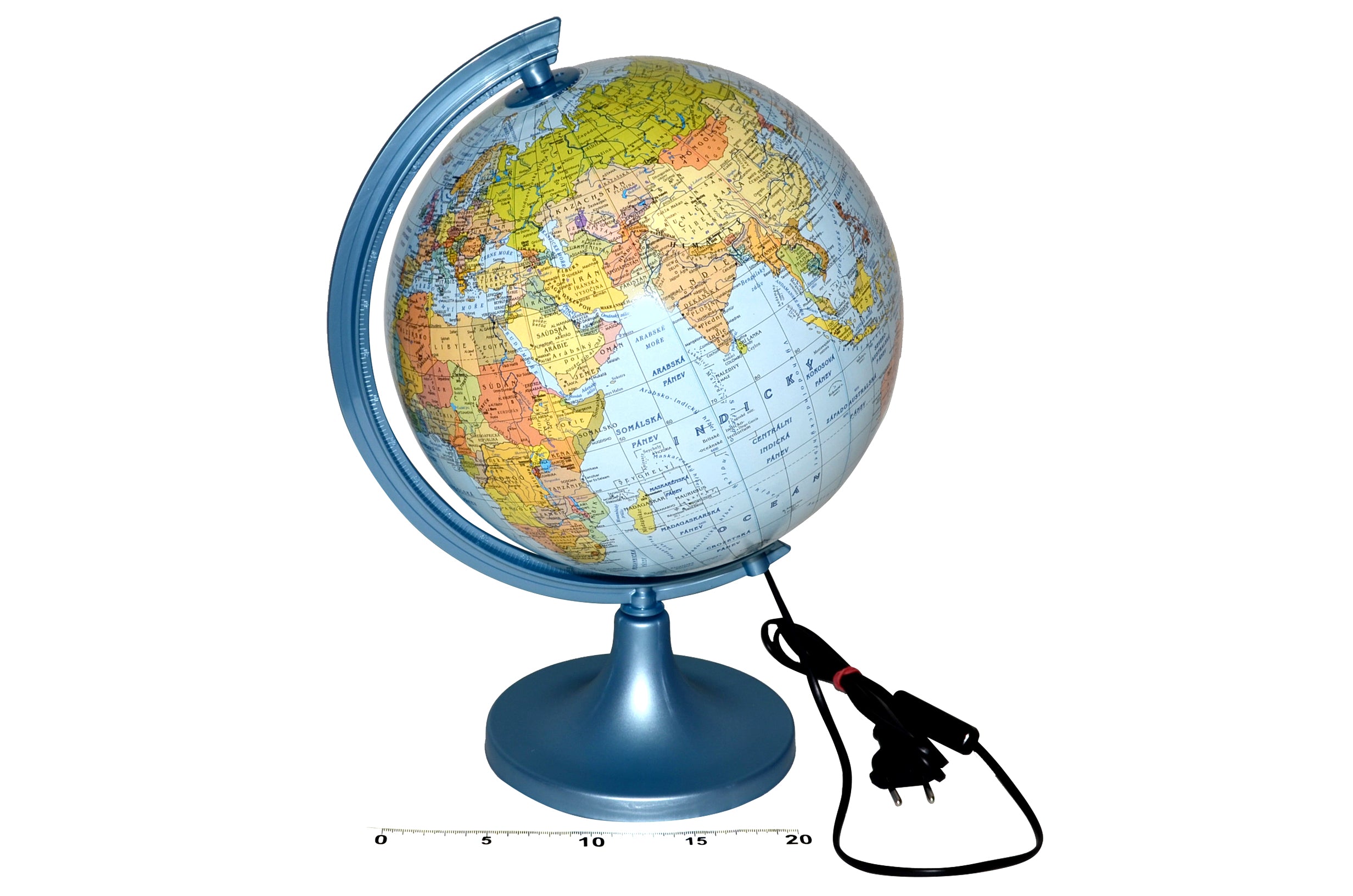Globus 25 Cm Politisk-geografisk med baggrundslys tjekkisk