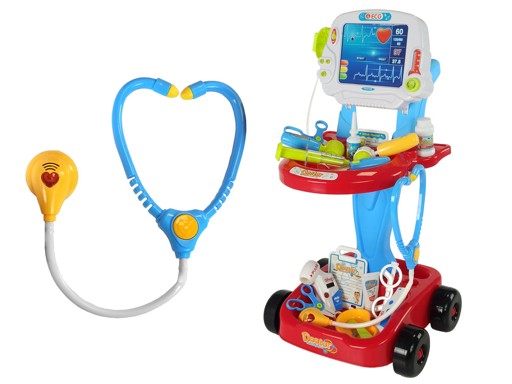 Doctor's Set On A Trolley Doctor's Table For Children Doctor Ekg 17 Pcs.