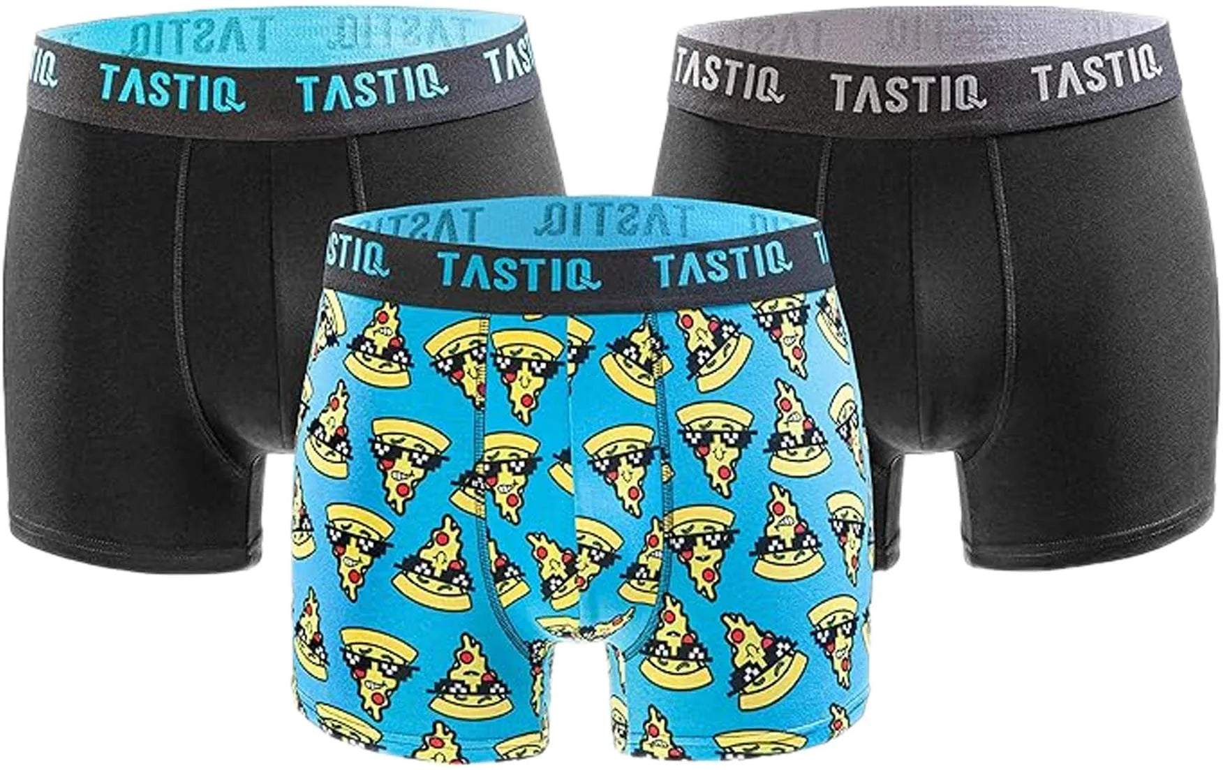 Tastiq Pizza Lot de 3 Boxers Coffret Cadeau Noir