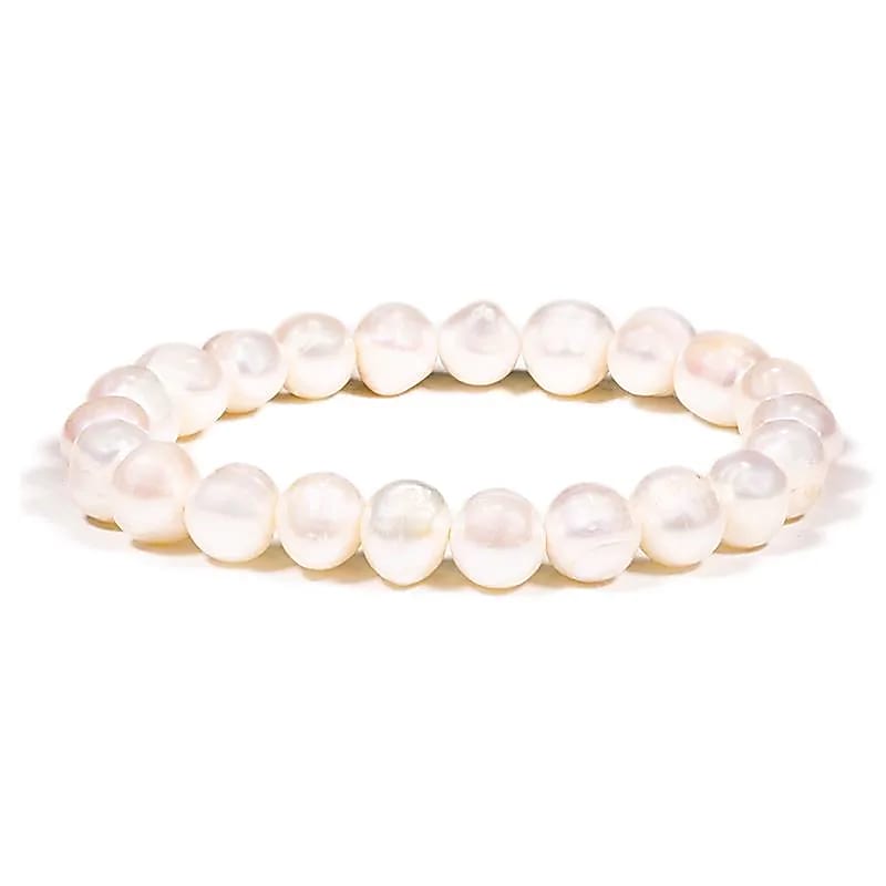 Bracelet Perles De Pomme De Terre Blanches - ±0,8cm Paquet De 2 Pcs