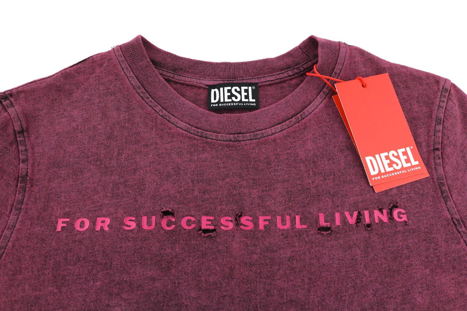 Muinchille Gearr Faded Díosal T-reg-e4 Criú T-léine Burgúine na mBan Rrp125