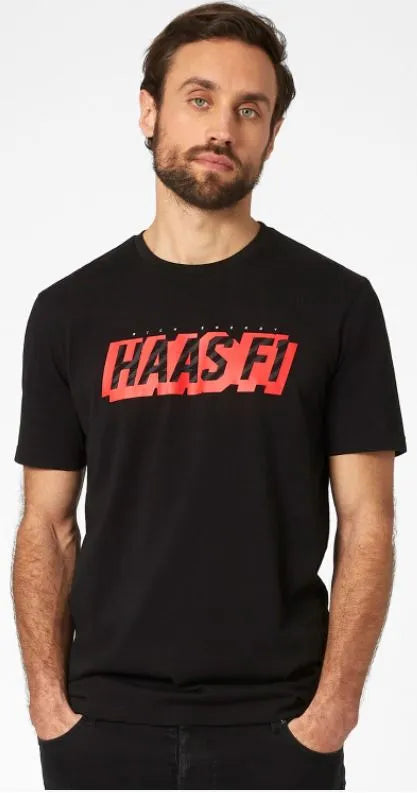 Haas f1 team mens graphic logo tee dubh l