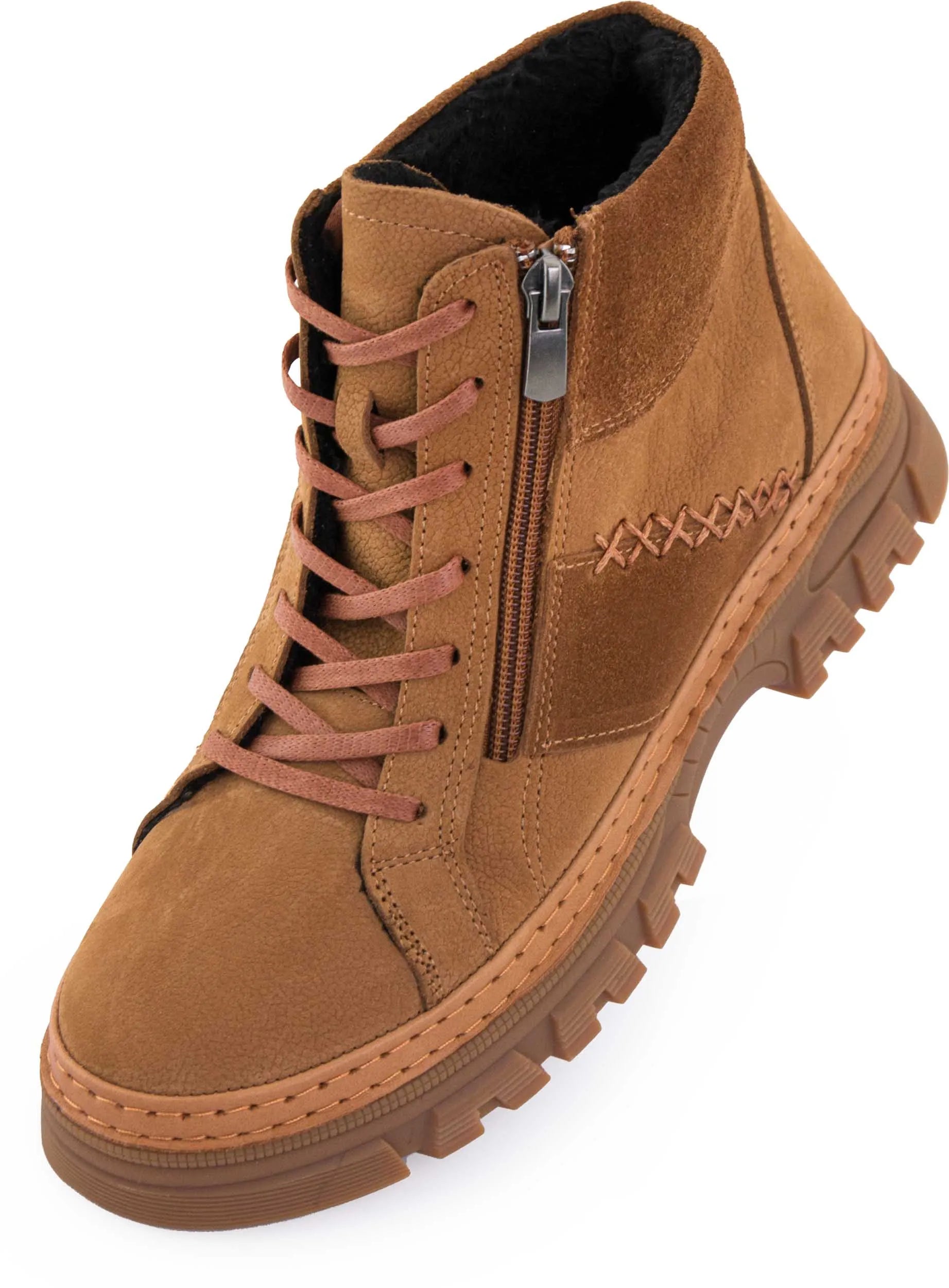 Damen-Winterstiefel aus Leder Nell 207 Kokosnussbraun