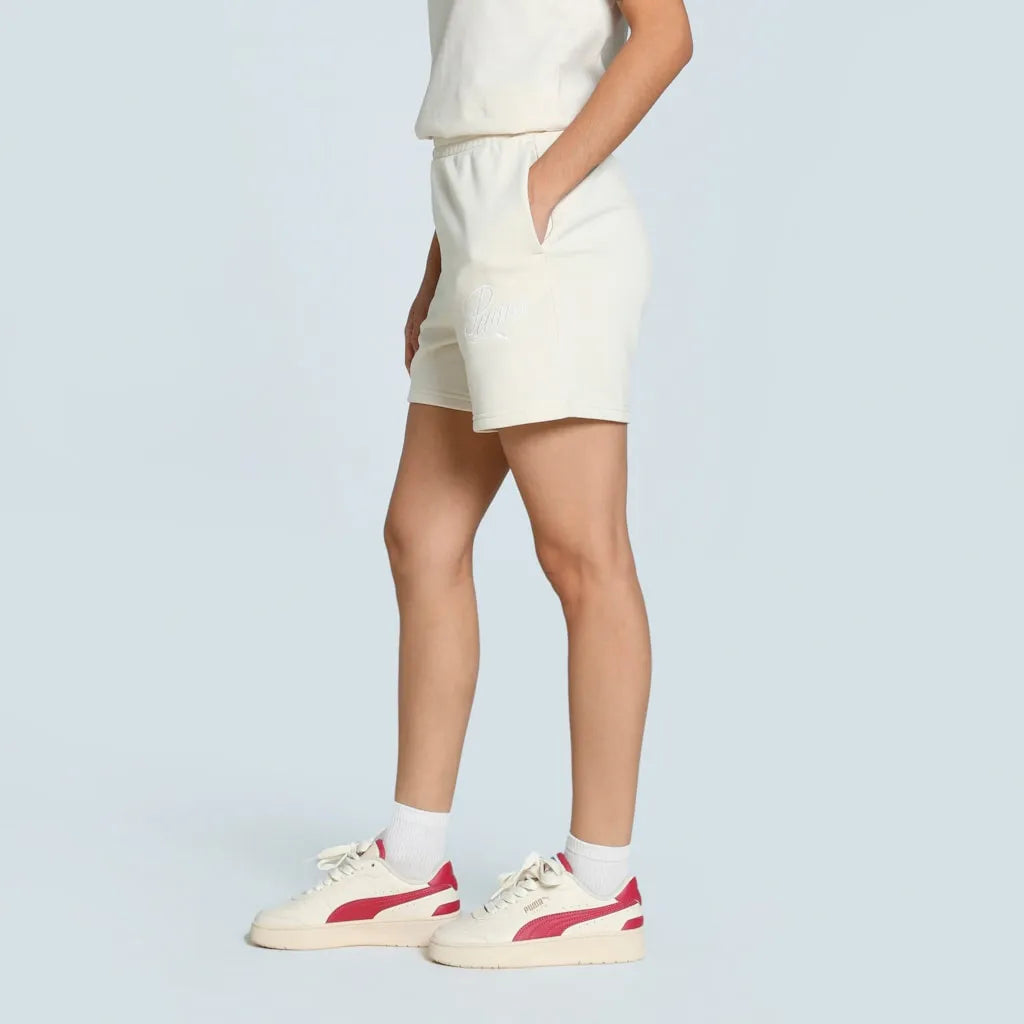 Pantaloncini da donna Ess Script Pantaloncini a vita alta 5 bianchi