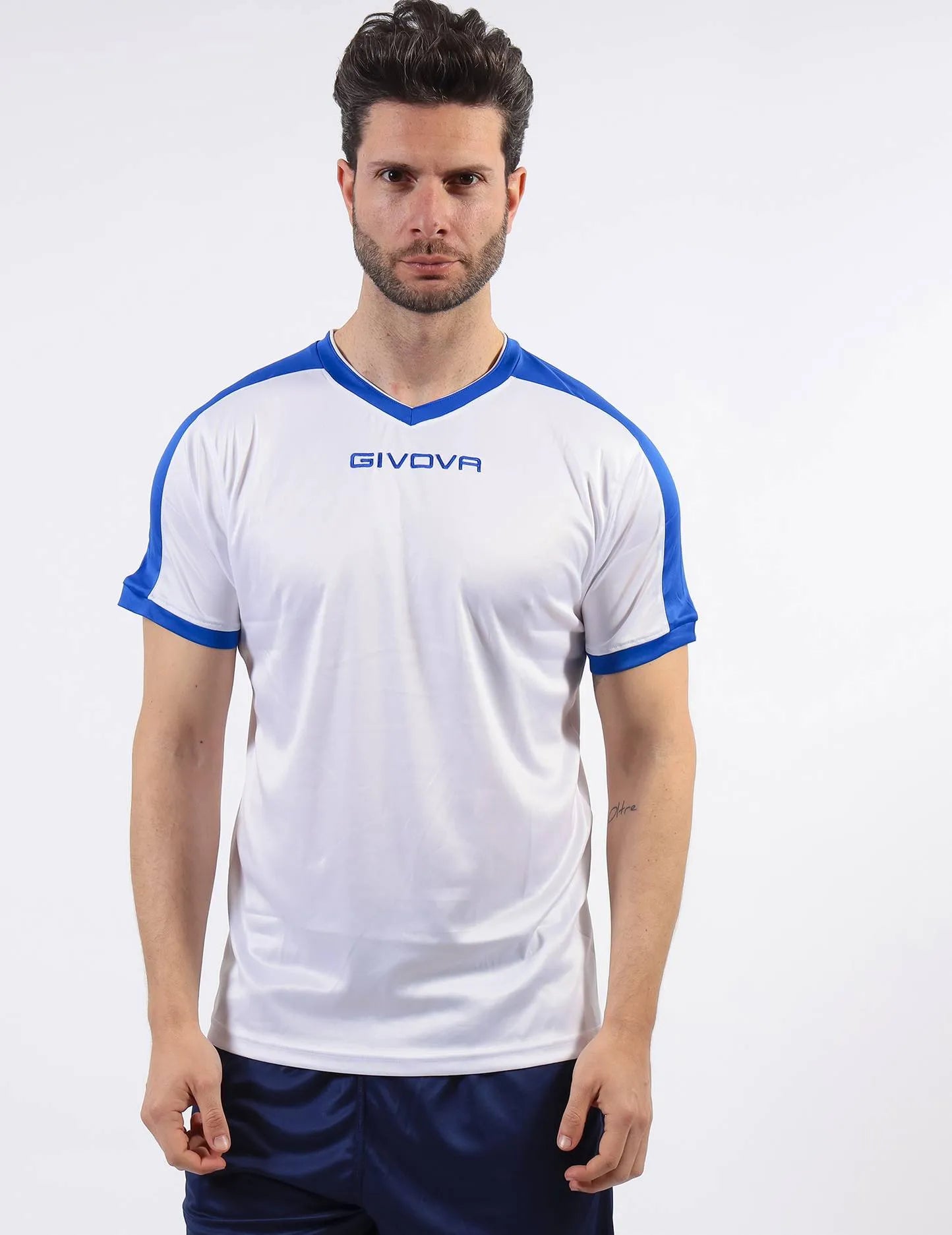 T-shirt sportiva Givova Revolution Bianco-Bianco royal