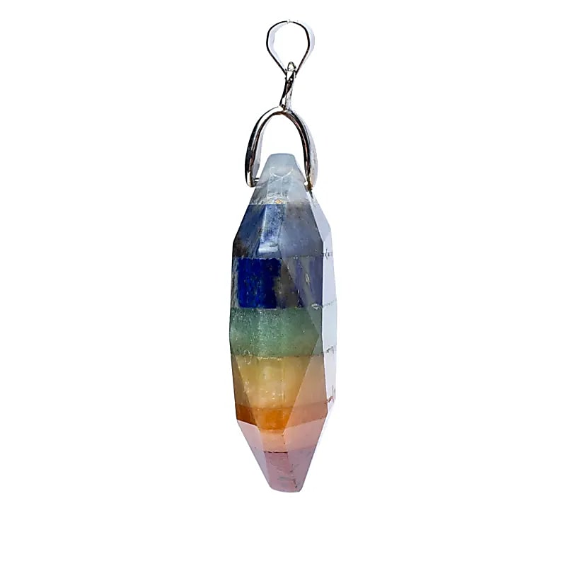 Colgante de piedras preciosas hexagonales de los 7 chakras - 3 cm, juego de 2 piezas