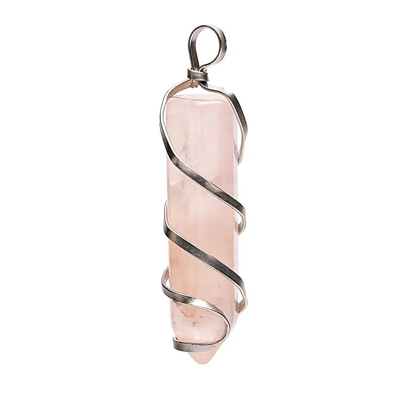 Pingente de ponta de quartzo rosa - pacote de ± 4 cm com 5 unidades