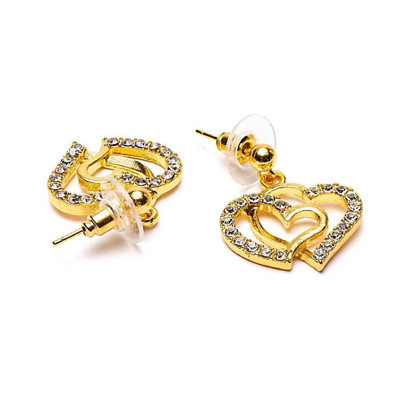 Earrings Hearts Gold Coloured - ±2 Cm Package Of 3 Pcs