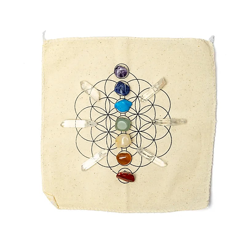 Crystal Grid Chakra Display --pakke med 12 stk - 26x26x10cm