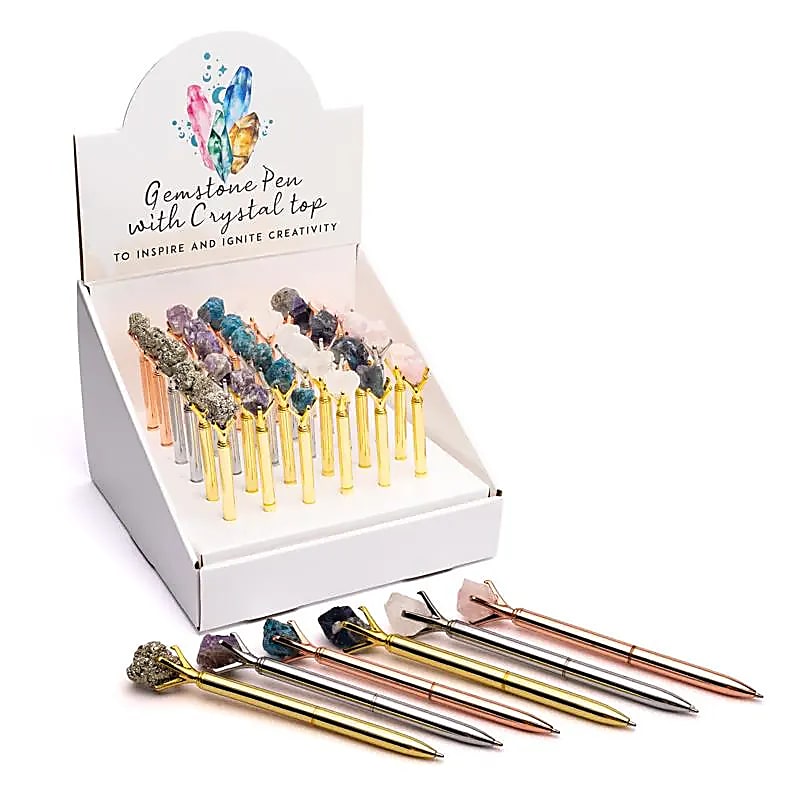 Ädelstenspennor blandade 36 delar i displaykartong - 23x23x17cm Paket med 36 st