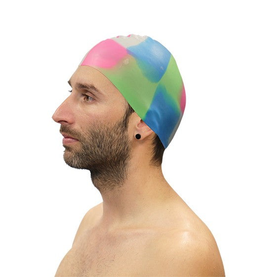 10 Multicolor Assorted Silicone Swimming Cap Pack Multicolor
