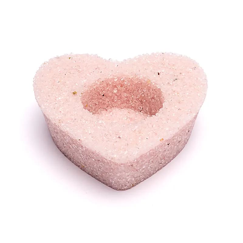 Castiçal Coração Quartzo Rosa - 92x9x32cm Conjunto de 2 peças - 9,2x9x3,2cm Conjunto de 2 peças
