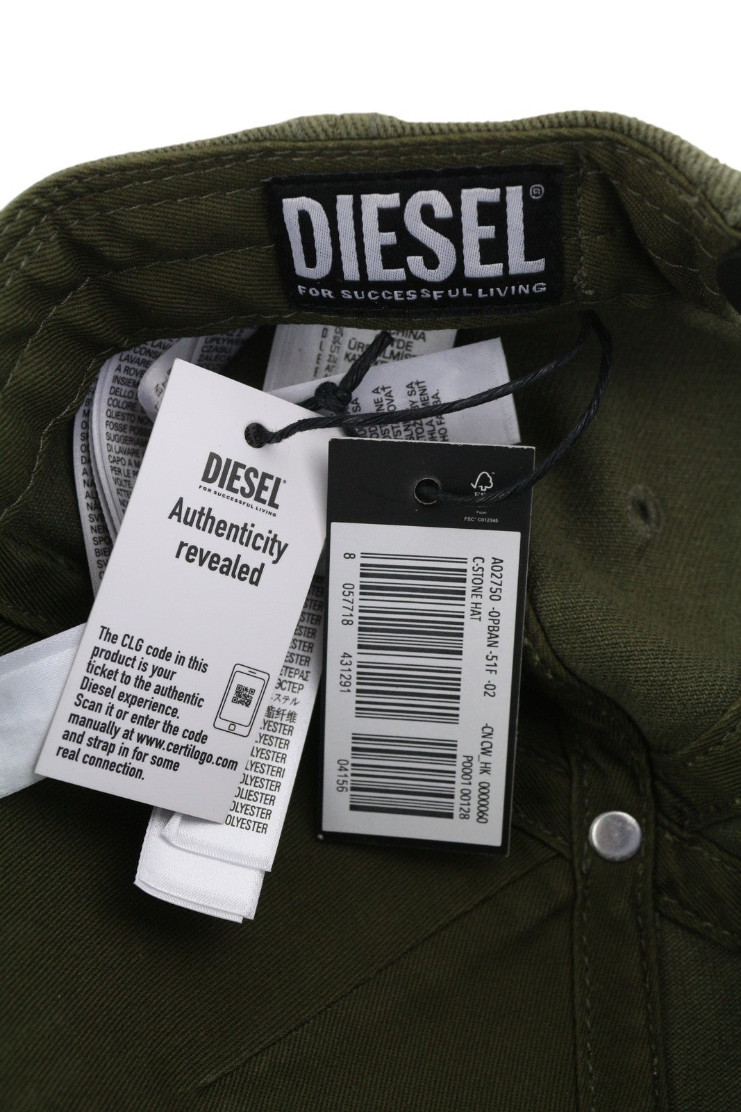 Diesel C-stone pánska šiltovka jednej veľkosti baseball D-rill Usion zelené logo bavlna