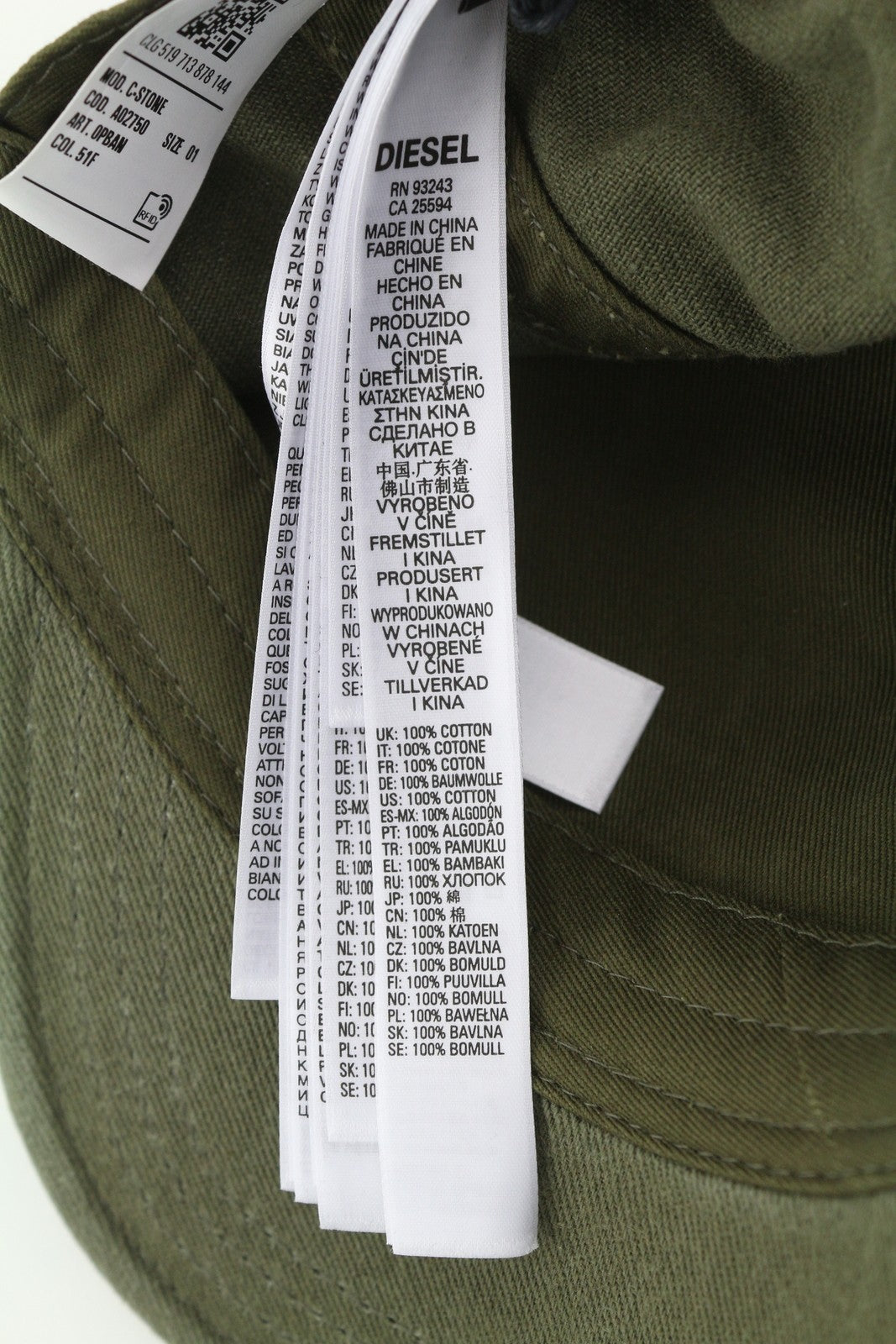 Diesel C-stone pánska šiltovka jednoveľkosti Baseball D-rill Usion Logo zelené bavlny