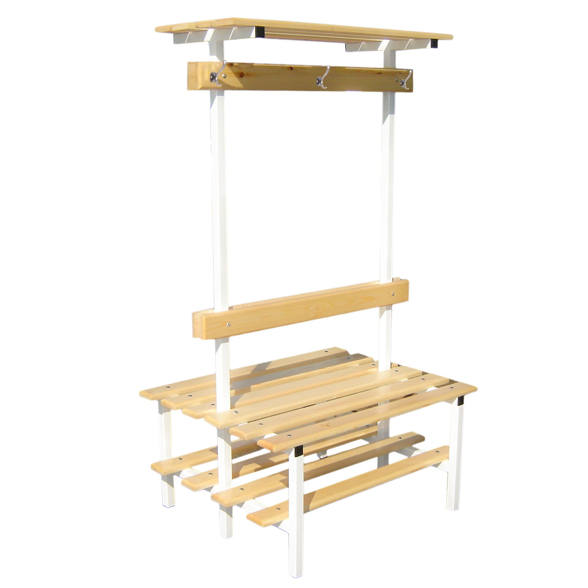 Banco Vestuario Doble Con Zapatillero Percha Y Estante Superior Multicolor
