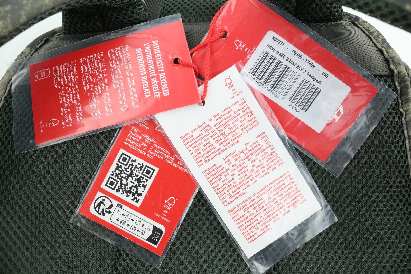 Diesel Rave Sac à dos pour homme Taille unique Motif Logo Fermeture éclair Sac toutes saisons Rrp210