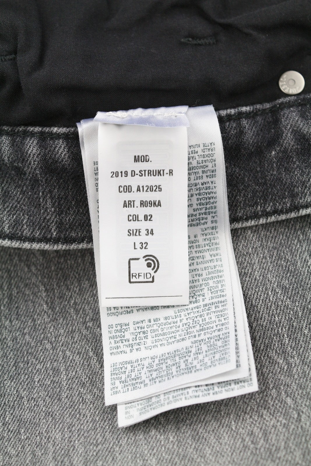 Diesel 2019 D-strukt R09ka Pánske Jeansgrey Washed Slim Fit Zip Rrp225