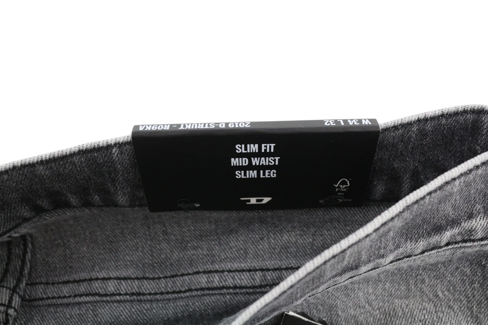 Diesel 2019 D-strukt R09ka Pánske Jeansgrey Washed Slim Fit Zip Rrp225