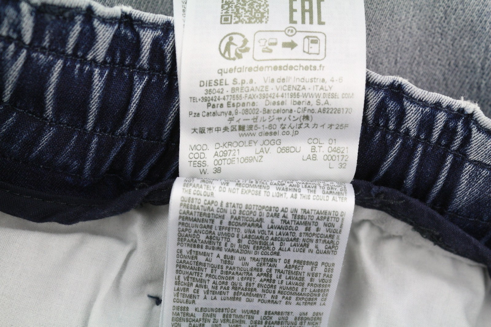 Blugi pentru bărbați Diesel D-krooley Jogg 068du, cu cordon, denim albastru Rrp295