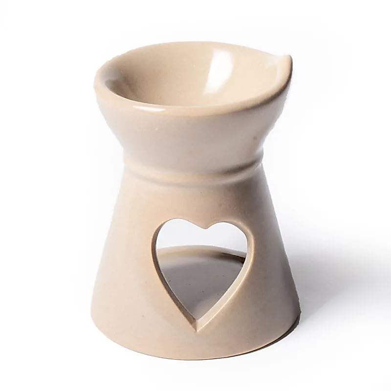 Quemador de cera aromática corazón beige - juego de 3 piezas - 8x6,5 cm