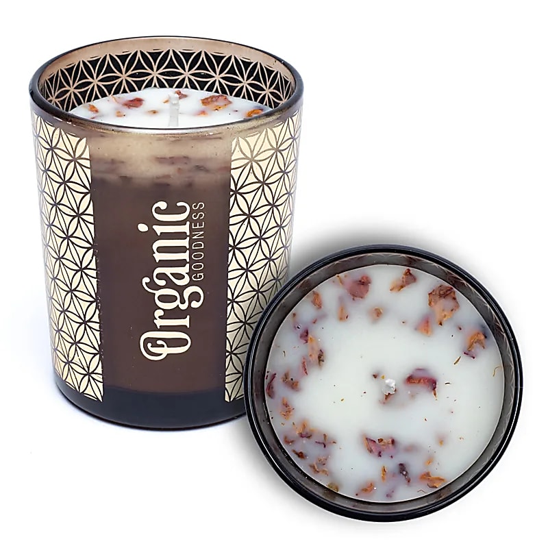 Vela perfumada Organic Goodness, rosa y geranio, 200 g, paquete de 6 unidades
