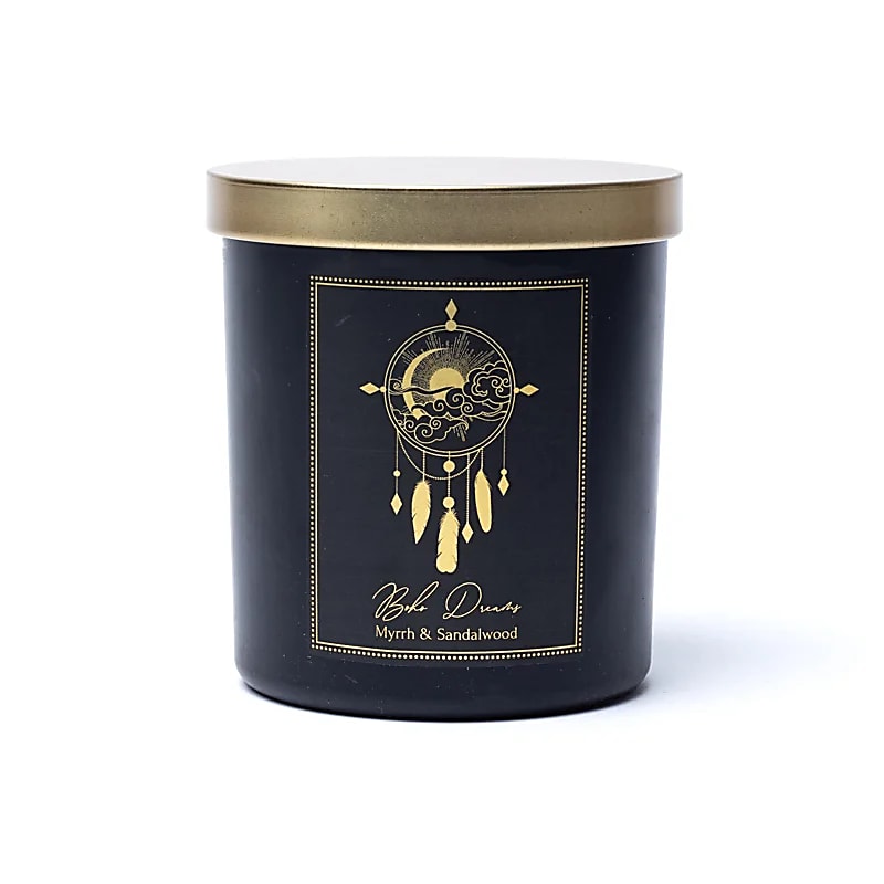Vela Manifestação Boho Dreams Em Vidro Com Tampa - Pacote 200g De 6 Unidades