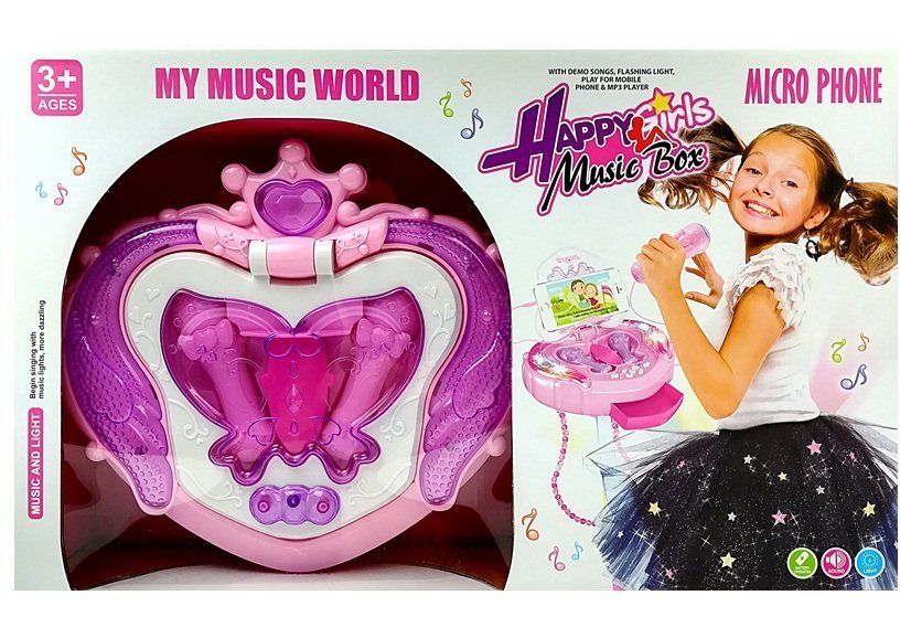 Music Box On Stand Microphone Speaker Pink